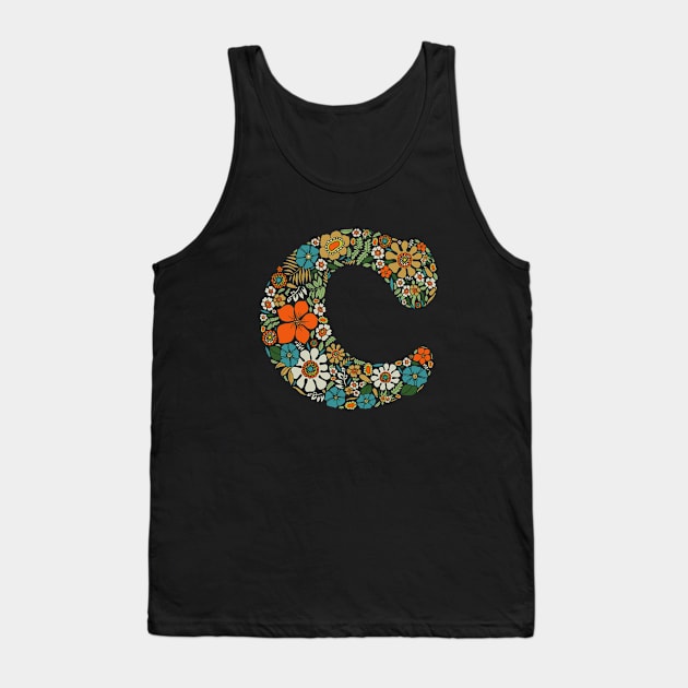 Hippie Floral Letter C Tank Top by zeljkica